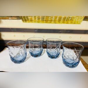 vintage blue lowball Anchor Hocking glasses